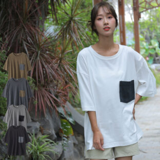 レディースtシャツ 無地 ポケット付き 五分袖tシャツ 5分袖tシャツレディース メンズ 半袖 ポケットｔシャツ カップルペア 可愛いtシャツ お揃い ゆったりｔシャツ 無地tシャツ 綿100% カットソー カジュアル 大きいサイズ 大きめ おしゃれ オーバーサイズ コットン100